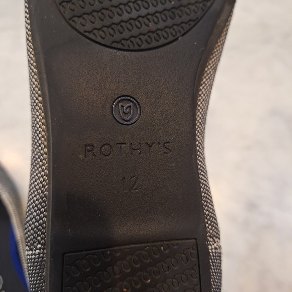 Rothy's Birdseye Round Toe Flats Sz 12 Black White Knit Ballet Shoes Washable - Picture 7 of 8